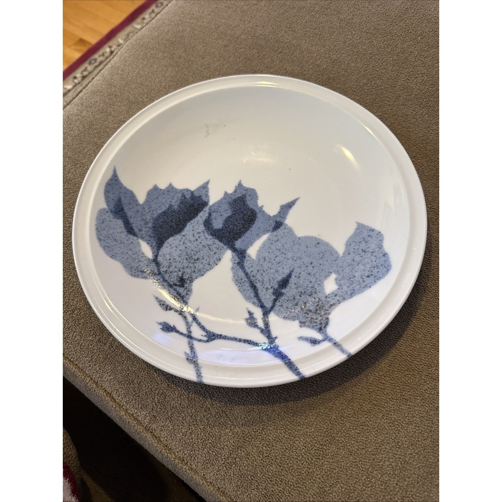 Dansk Magnolia Porcelain Blue On White 12" Floral Plate Serving (TD)